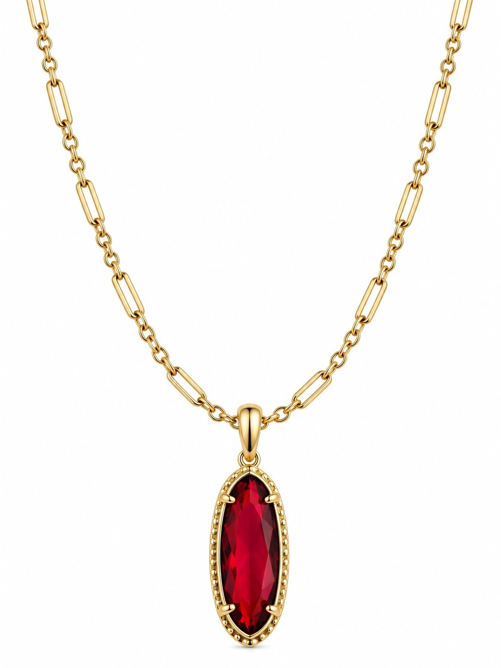 Kendra Scott Elisa Red Glass Stone 14K Over Brass Necklace